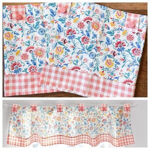 Pioneer Woman Mazie Gingham Floral Window Valance, 61 X 14 Set Of 2 Cottage Core